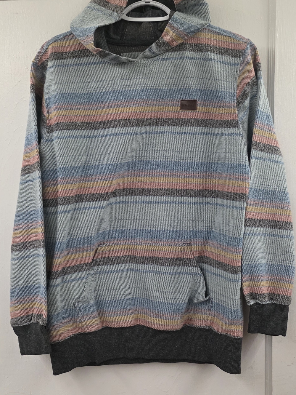 O'Neill Boys Bavaro Stripe Pullover Hoodie Blue Mirage Multi Color Knit Size XL
